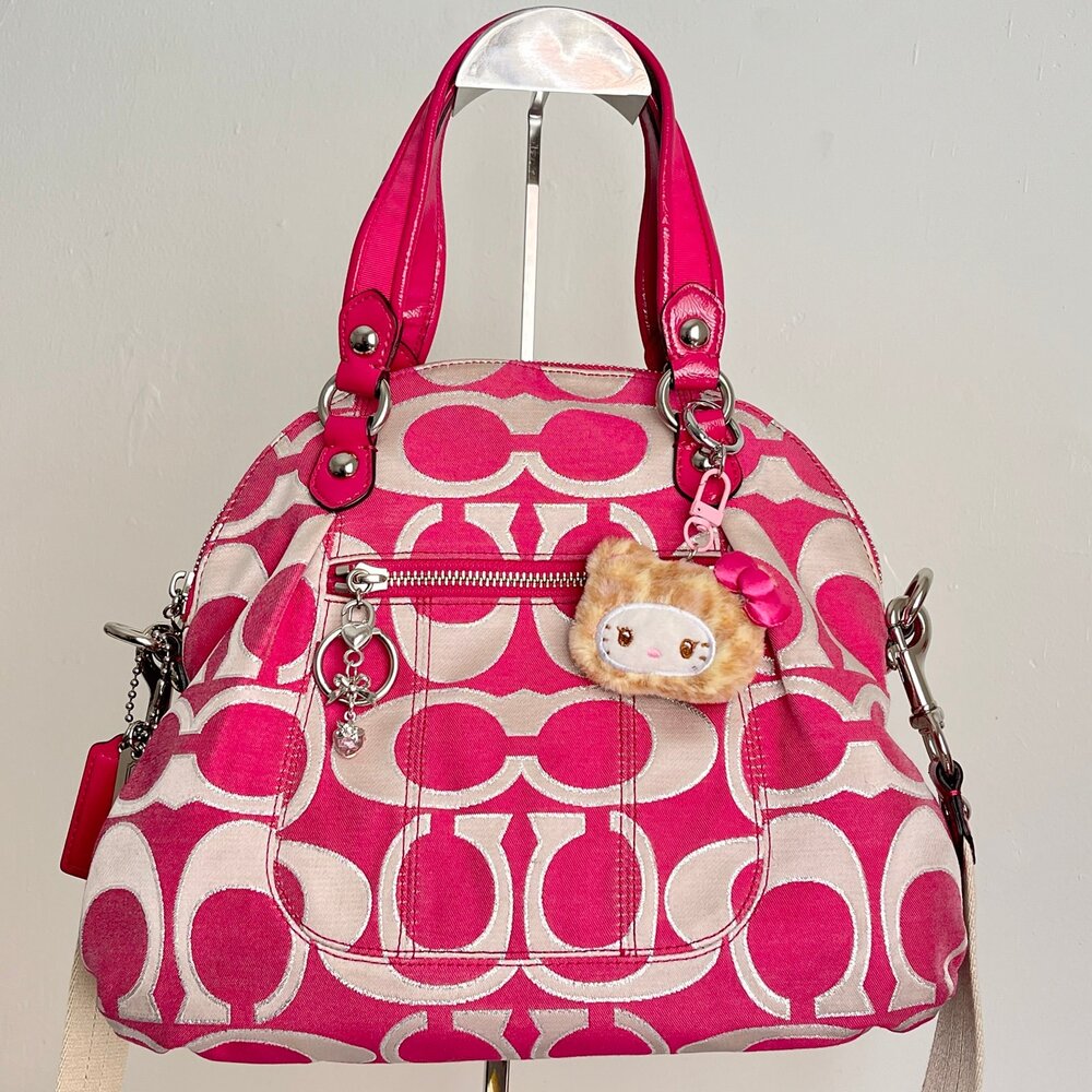 Coach Poppy Signature Lurex C Outline Satchel Bag